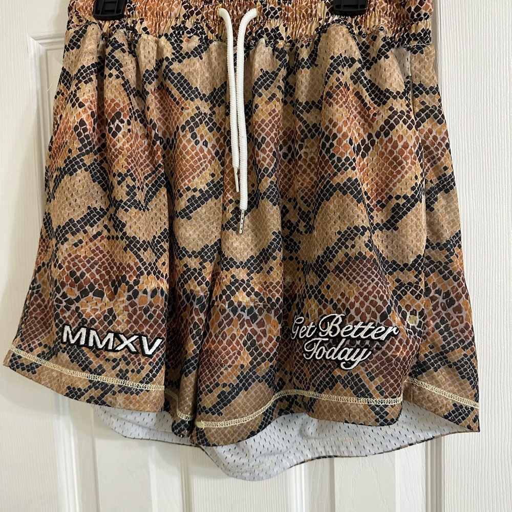 Get Better Today Snake Print Shorts - Brown